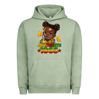 Pigment Oil Green juneteenth 1865 afro girl Urban Hoodie - HRA Design Shop