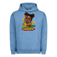 Pigment Pebble Blue juneteenth 1865 afro girl Urban Hoodie - HRA Design Shop