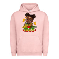 Pigment Salmon juneteenth 1865 afro girl Urban Hoodie - HRA Design Shop