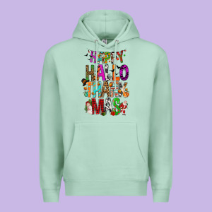 Happy Hallothankmas Premium Hoodie Designed By Fadigitalartstudio