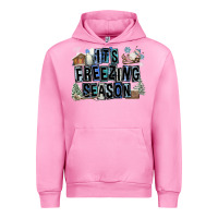 Fuchsia Pink It's Freezing Season Urban Hoodie - FaDigitalArtStudio