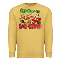 Antique Gold happ yee haw lidays Premium Sweatshirt - MaliasSmallBusiness