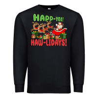 Black happ yee haw lidays Premium Sweatshirt - MaliasSmallBusiness
