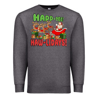 Charcoal Heather happ yee haw lidays Premium Sweatshirt - MaliasSmallBusiness