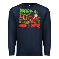 Navy happ yee haw lidays Premium Sweatshirt - MaliasSmallBusiness