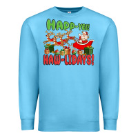Ocean Blue happ yee haw lidays Premium Sweatshirt - MaliasSmallBusiness