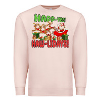 Pale Pink happ yee haw lidays Premium Sweatshirt - MaliasSmallBusiness
