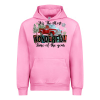 Fuchsia Pink It's The Most Wonderful Time Of The Year Urban Hoodie - FaDigitalArtStudio