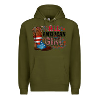 Army Green all american girl Premium Hoodie - RacoonDesign