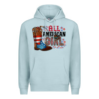 Blue Mist all american girl Premium Hoodie - RacoonDesign