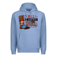 Colony Blue all american girl Premium Hoodie - RacoonDesign