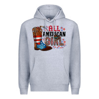 Heather Grey all american girl Premium Hoodie - RacoonDesign