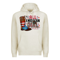 Oatmeal Heather all american girl Premium Hoodie - RacoonDesign