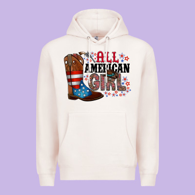 All American Girl Premium Hoodie Designed By Racoondesign