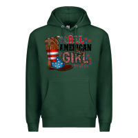 Sports Green all american girl Premium Hoodie - RacoonDesign