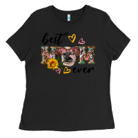 Black best mom ever with cow Ladies Tee - Artiststas