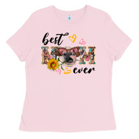 Bubblegum Pink best mom ever with cow Ladies Tee - Artiststas