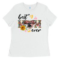 White best mom ever with cow Ladies Tee - Artiststas