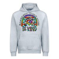 Heather Grey in a world where you can be anything be kind Urban Hoodie - CowhideDigitalArt