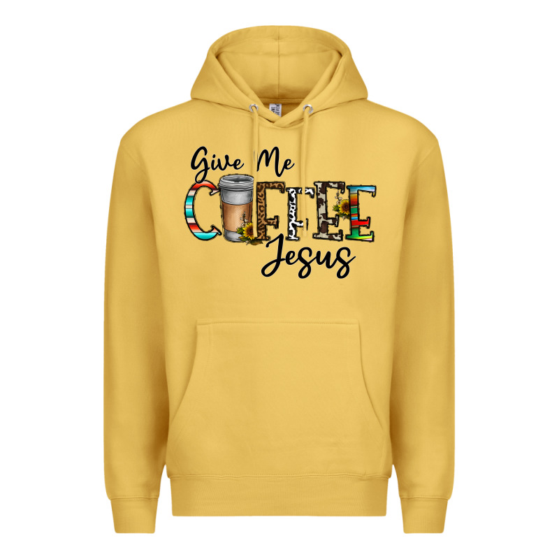 Give Me Coffee Jesus Premium Hoodie by CowhideDigitalArt | Teevron
