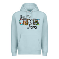 Blue Mist give me coffee jesus Premium Hoodie - CowhideDigitalArt
