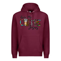 Burgundy give me coffee jesus Premium Hoodie - CowhideDigitalArt