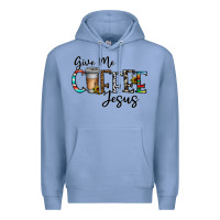 Colony Blue give me coffee jesus Premium Hoodie - CowhideDigitalArt