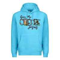 Ocean Blue give me coffee jesus Premium Hoodie - CowhideDigitalArt