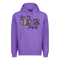 Purple give me coffee jesus Premium Hoodie - CowhideDigitalArt