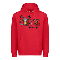 Red give me coffee jesus Premium Hoodie - CowhideDigitalArt