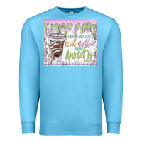 Ocean Blue fueled by iced coffee and anxiety Premium Sweatshirt - MaliasSmallBusiness