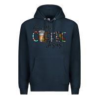 Navy give me coffee jesus Premium Hoodie - CowhideDigitalArt