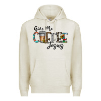 Oatmeal Heather give me coffee jesus Premium Hoodie - CowhideDigitalArt