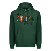 Sports Green give me coffee jesus Premium Hoodie - CowhideDigitalArt