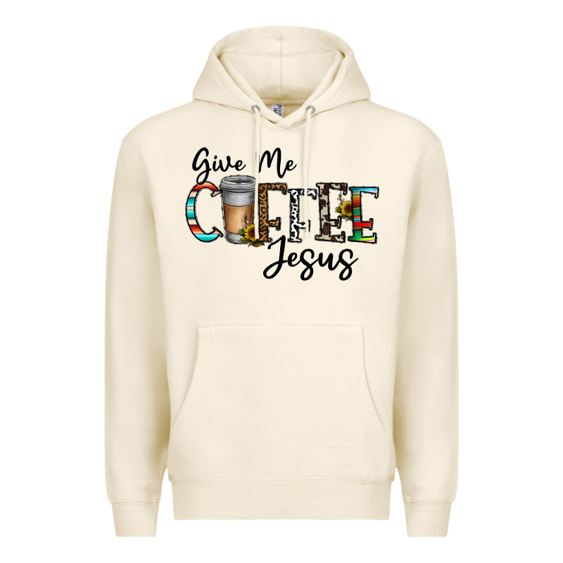 Give Me Coffee Jesus Premium Hoodie by CowhideDigitalArt | Teevron