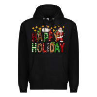 Black happy holiday christmas Premium Hoodie - FaDigitalArtStudio