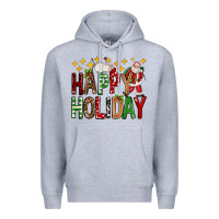 Heather Grey happy holiday christmas Premium Hoodie - FaDigitalArtStudio