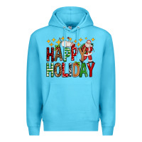Ocean Blue happy holiday christmas Premium Hoodie - FaDigitalArtStudio