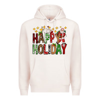 Pale Pink happy holiday christmas Premium Hoodie - FaDigitalArtStudio