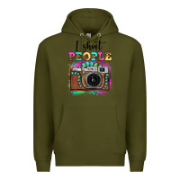 Army Green i shoot people tie dye gemstone vintage camera Premium Hoodie - FaDigitalArtStudio