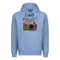 Colony Blue i shoot people tie dye gemstone vintage camera Premium Hoodie - FaDigitalArtStudio