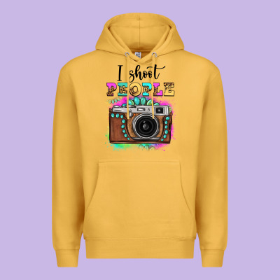 I Shoot People Tie Dye Gemstone Vintage Camera Premium Hoodie Designed By Fadigitalartstudio