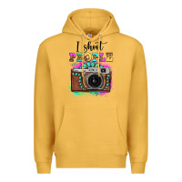 Mustard i shoot people tie dye gemstone vintage camera Premium Hoodie - FaDigitalArtStudio