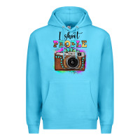 Ocean Blue i shoot people tie dye gemstone vintage camera Premium Hoodie - FaDigitalArtStudio
