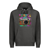 Charcoal Heather i shoot people tie dye gemstone vintage camera Premium Hoodie - FaDigitalArtStudio