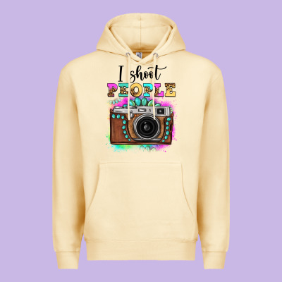 I Shoot People Tie Dye Gemstone Vintage Camera Premium Hoodie Designed By Fadigitalartstudio