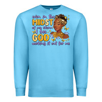 Ocean Blue even in the midst of my storm i see god working it Premium Sweatshirt - MaliasSmallBusiness