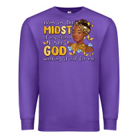 Purple even in the midst of my storm i see god working it Premium Sweatshirt - MaliasSmallBusiness