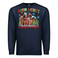 Navy barn lights and silent nights Premium Sweatshirt - MaliasSmallBusiness