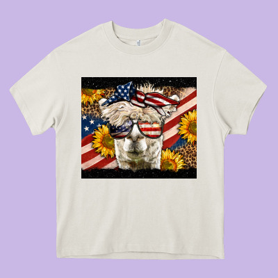 Western 4th Of July Lama Heavy Core Tee Designed By Lillyallendesigns